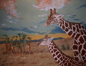 Cliff Casey giraffe painting, printed with permission.